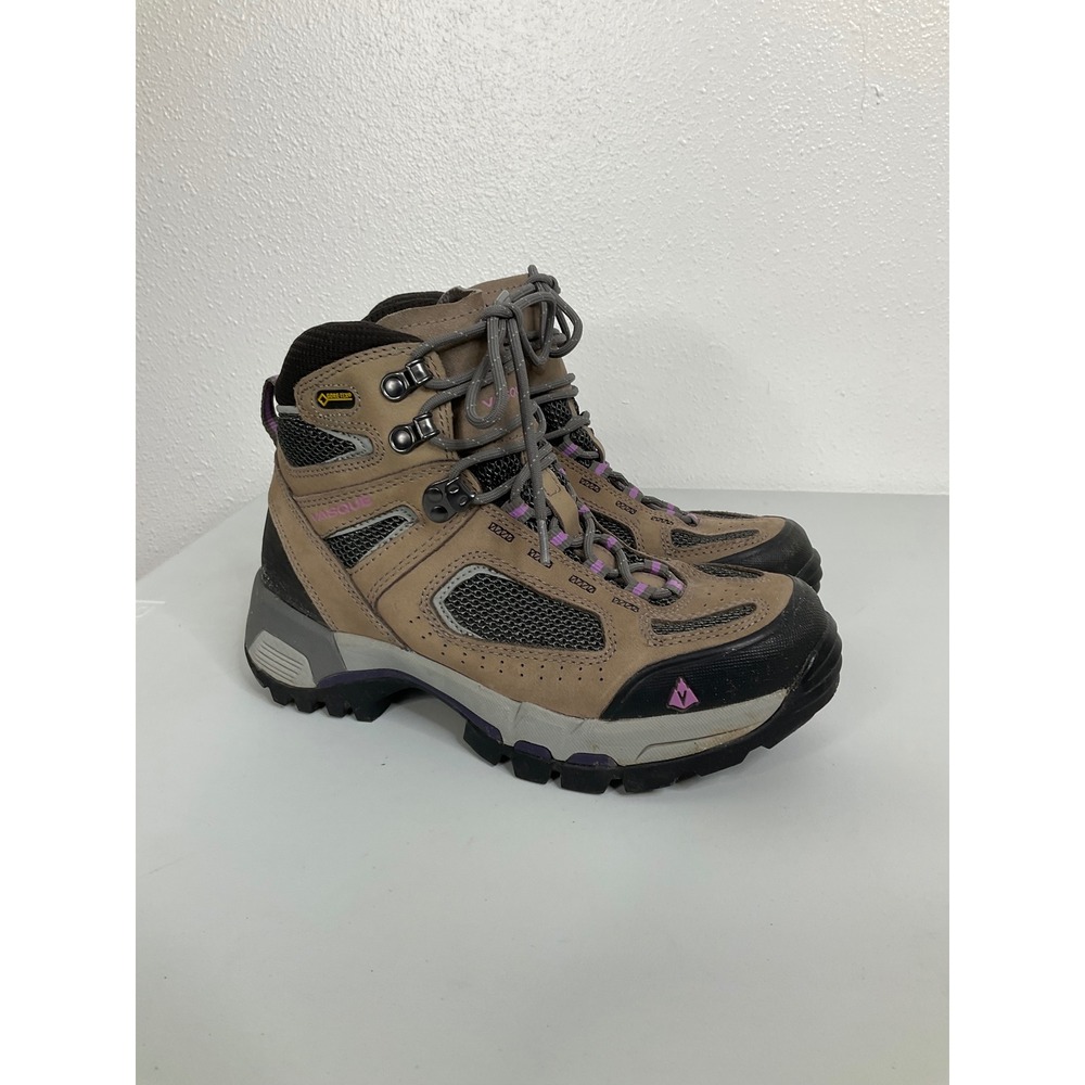Vasque Gore-Tex Hiking Boots Womens 7.5 M Tan Purple Waterproof Vibram 7479 M